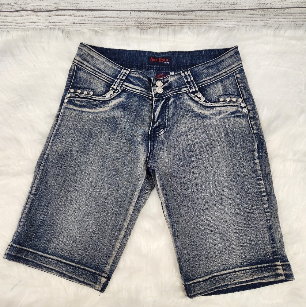 Nina Rossi Bejeweled Bermuda Shorts